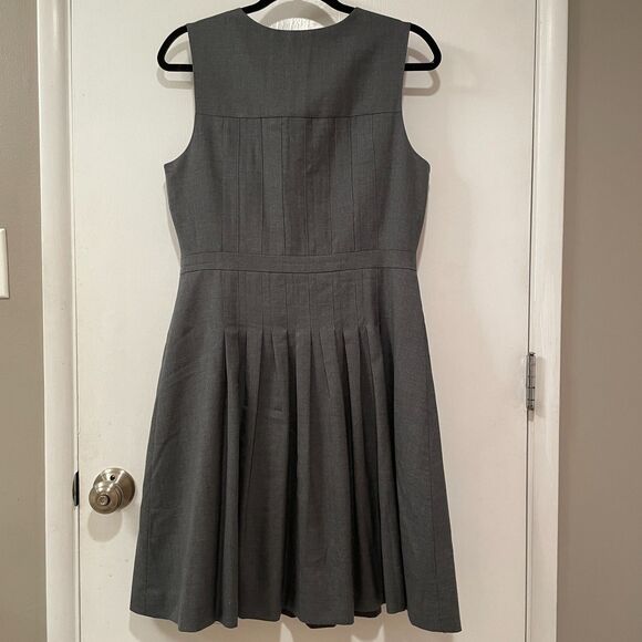 J.Crew Sleeveless Button up Pleated Wool Sheath Dress Gray 8 - Picture 6 of 12